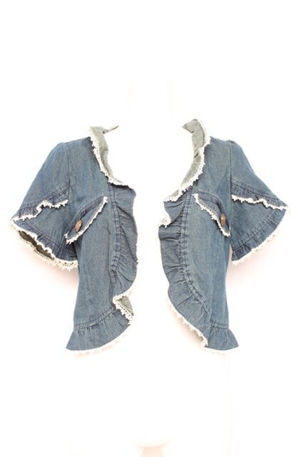 画像1: axes femme / デニム風ボレロ M ブルー Y-26-02-19-062-AX-TO-SZ-ZY (1)