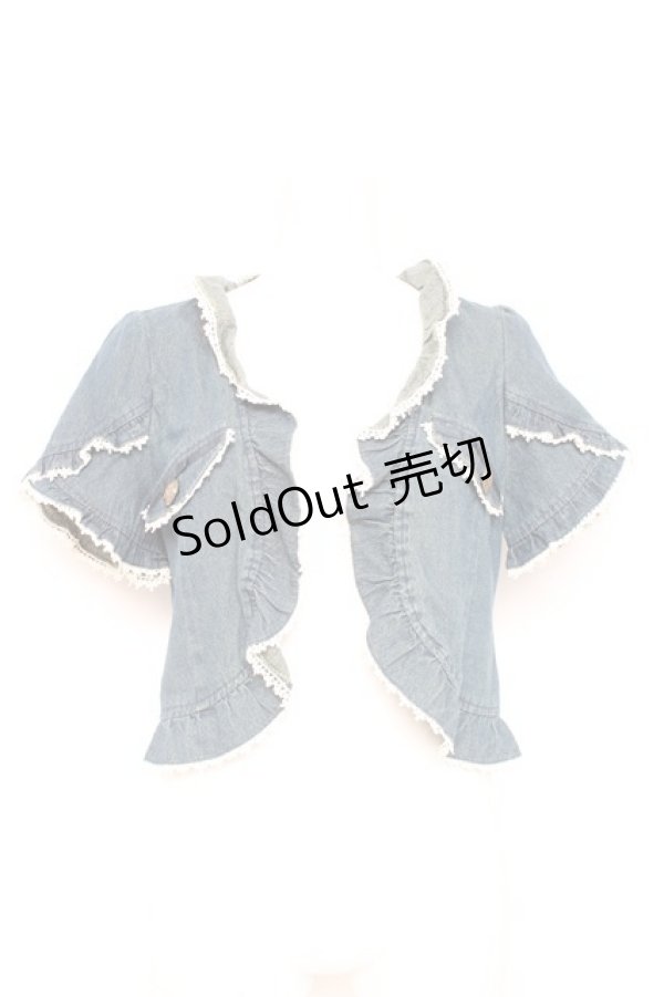 画像1: axes femme / デニム風ボレロ M ブルー Y-26-02-19-062-AX-TO-SZ-ZY (1)
