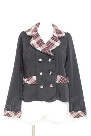 画像: axes femme POETIQUE / チェック使バックフリルジャケット M 黒. Y-26-02-19-066-AX-JA-SZ-ZY