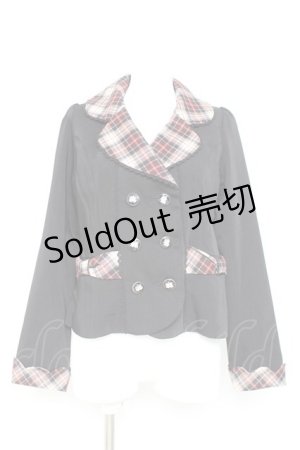 画像: axes femme POETIQUE / チェック使バックフリルジャケット M 黒. Y-26-02-19-066-AX-JA-SZ-ZY