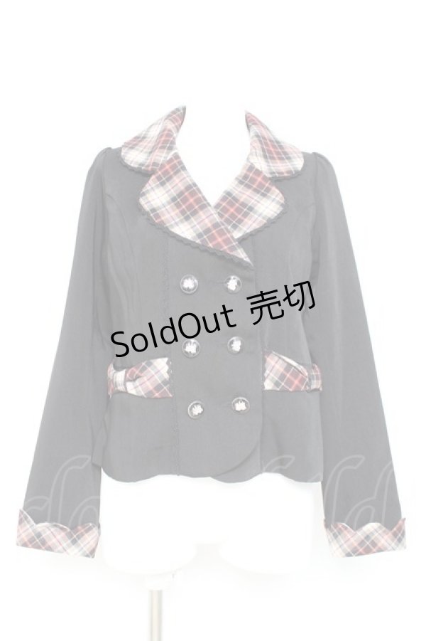 画像1: axes femme POETIQUE / チェック使バックフリルジャケット M 黒. Y-26-02-19-066-AX-JA-SZ-ZY (1)