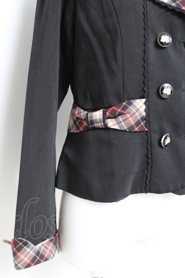 画像3: axes femme POETIQUE / チェック使バックフリルジャケット M 黒. Y-26-02-19-066-AX-JA-SZ-ZY (3)