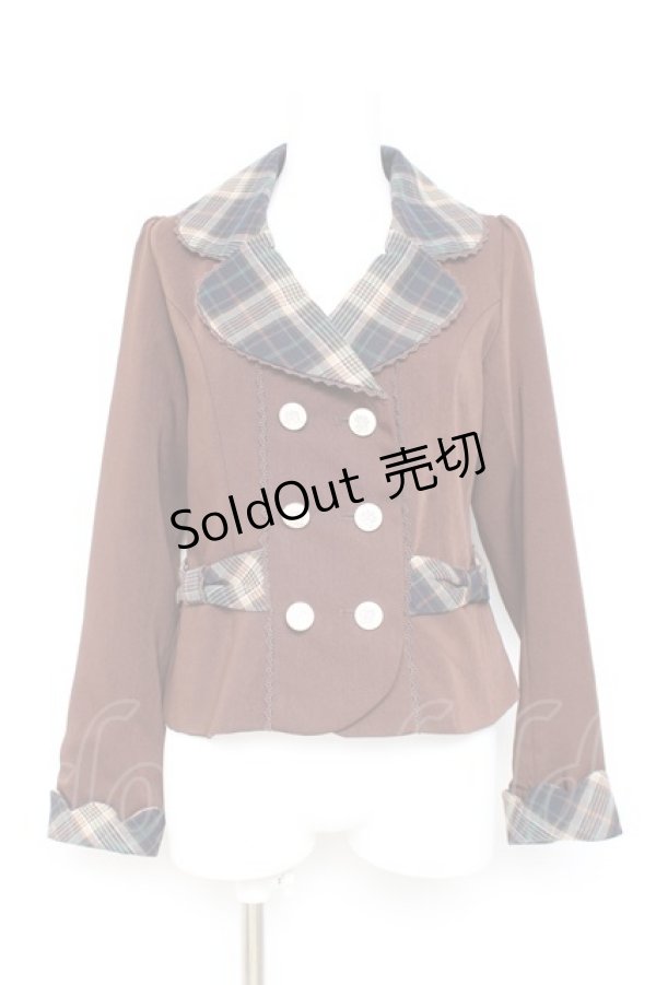 画像1: axes femme POETIQUE / チェック使バックフリルジャケット M 茶 Y-26-02-19-067-AX-JA-SZ-ZY (1)