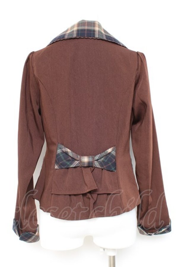 画像2: axes femme POETIQUE / チェック使バックフリルジャケット M 茶 Y-26-02-19-067-AX-JA-SZ-ZY (2)