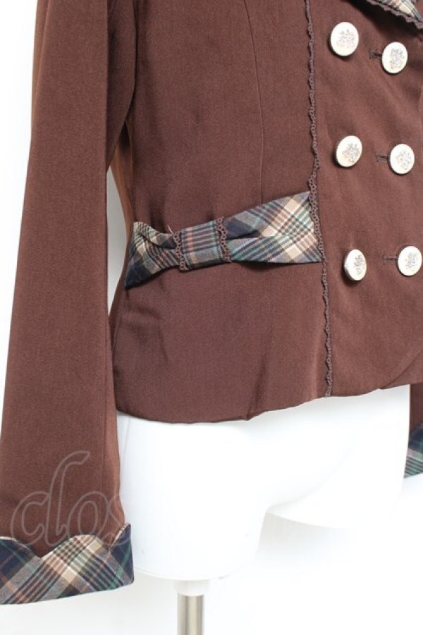 画像3: axes femme POETIQUE / チェック使バックフリルジャケット M 茶 Y-26-02-19-067-AX-JA-SZ-ZY (3)