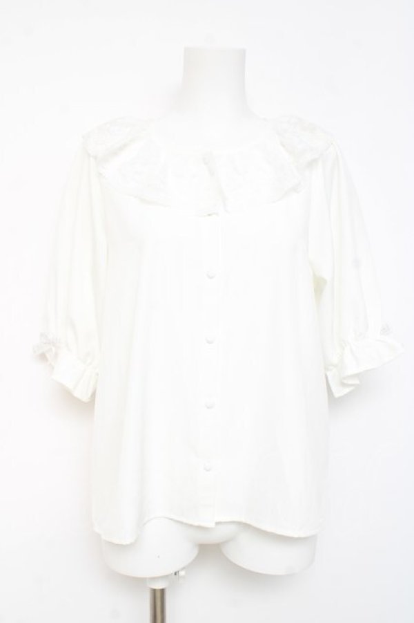 画像1: m petit by misako / NINA'Sコラボブラウス M 白 Y-26-02-19-070-LO-BL-SZ-ZY (1)