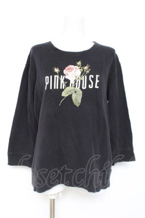 画像: PINK HOUSE / バラプリントカットソー F 黒 Y-26-02-19-071-LO-TO-SZ-ZY