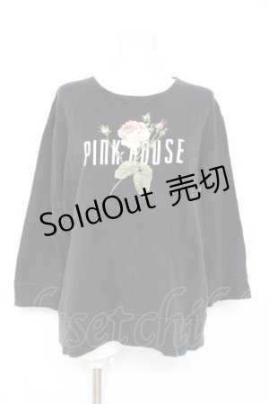 画像: PINK HOUSE / バラプリントカットソー F 黒 Y-26-02-19-071-LO-TO-SZ-ZY