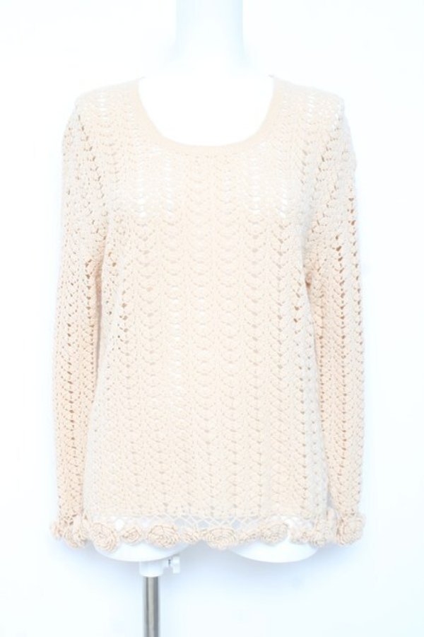 画像1: KANEKO ISAO / 裾花モチーフ編みニット  生成り Y-26-02-19-072-EL-TO-SZ-ZY (1)