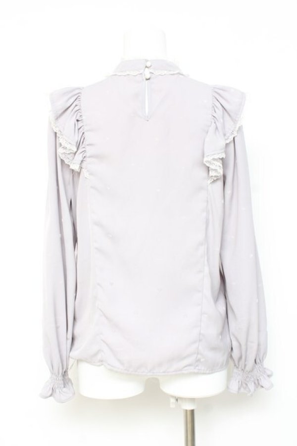 画像2: Rojita / ハート柄フロッキーブラウス M グレー Y-26-02-19-076-LO-BL-SZ-ZY (2)