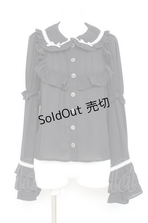 画像1: Ank Rouge / ひめ袖はしごリボンブラウス M 黒 Y-26-02-19-077-CA-BL-SZ-ZY (1)