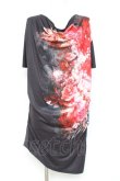 画像1: CIVARIZE / モードドレープフラワーTシャツ 44 ブラック×レッド Y-26-02-19-084-GO-TS-SZ-ZY (1)