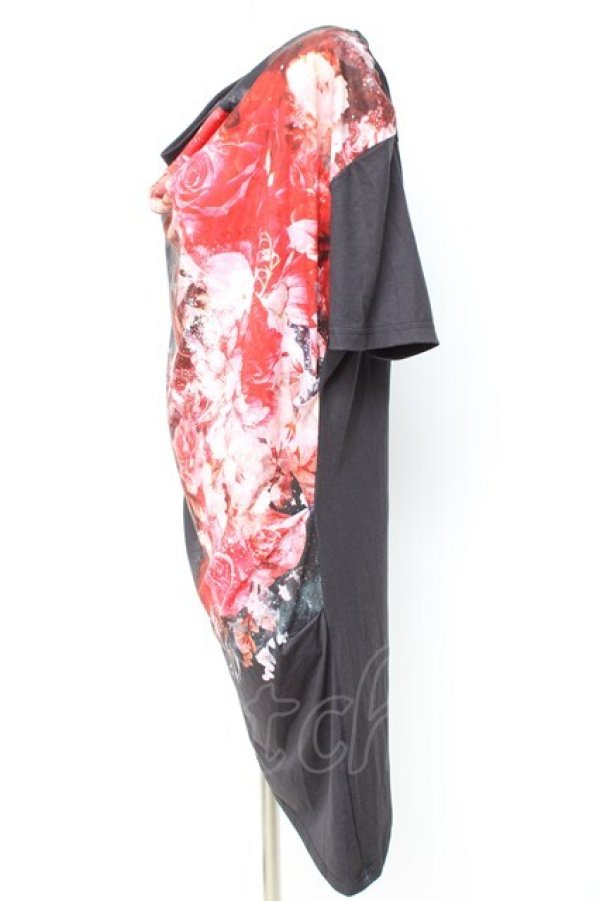 画像2: CIVARIZE / モードドレープフラワーTシャツ 44 ブラック×レッド Y-26-02-19-084-GO-TS-SZ-ZY (2)