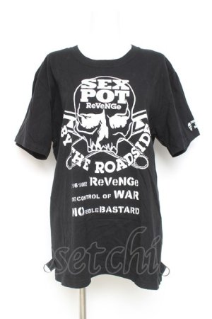 画像: SEX POT ReVeNGe / スカルプリントカットソー  黒 Y-26-02-19-085-SP-TO-SZ-ZY