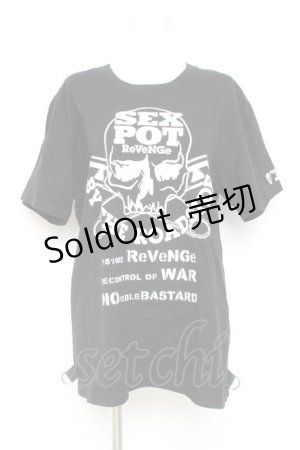 画像: SEX POT ReVeNGe / スカルプリントカットソー  黒 Y-26-02-19-085-SP-TO-SZ-ZY