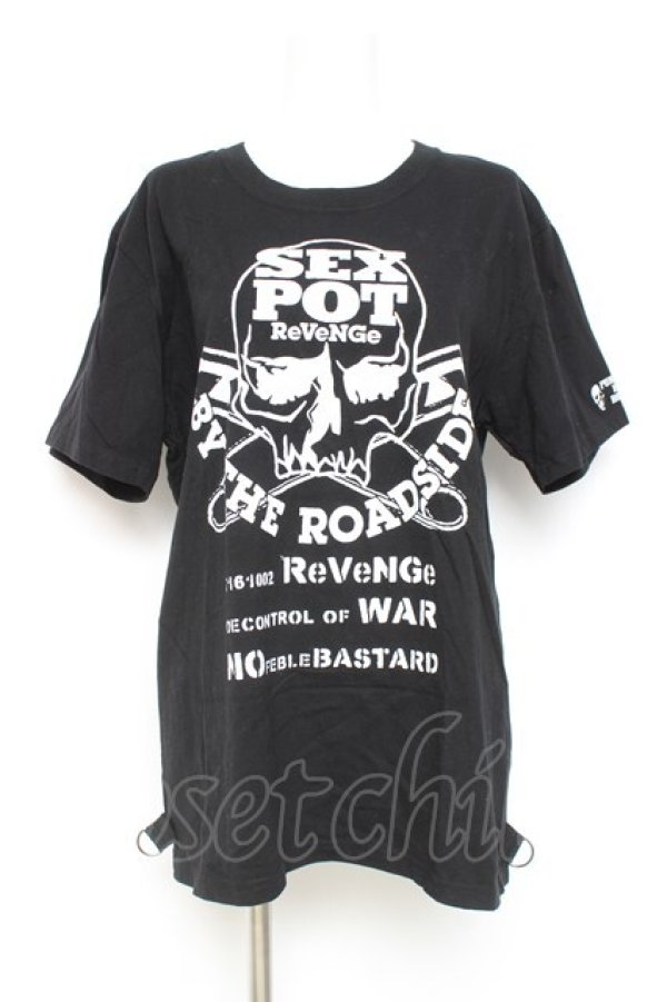 画像1: SEX POT ReVeNGe / スカルプリントカットソー  黒 Y-26-02-19-085-SP-TO-SZ-ZY (1)