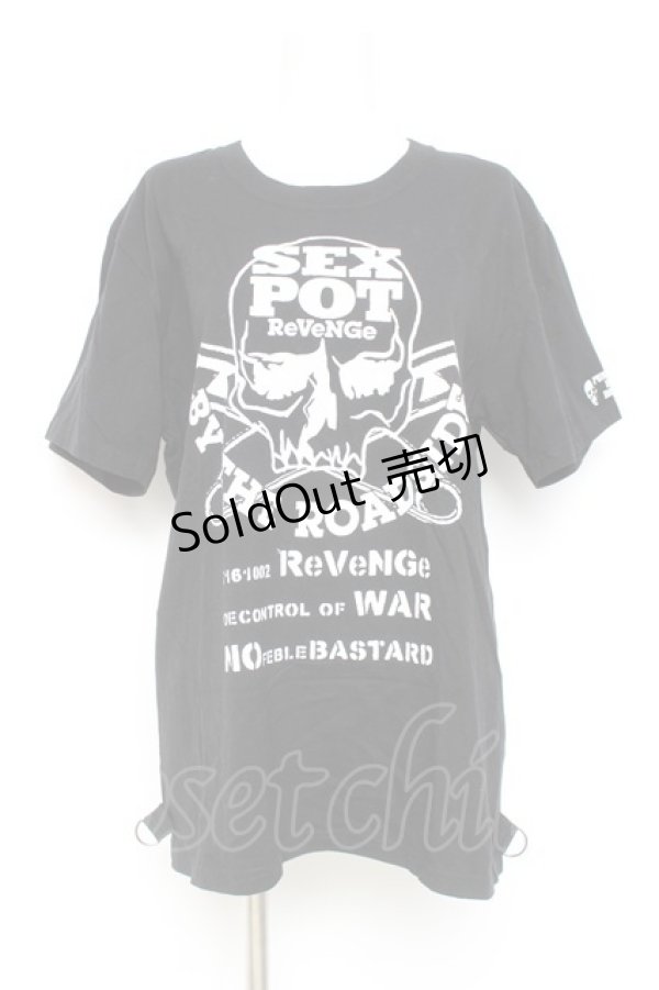 画像1: SEX POT ReVeNGe / スカルプリントカットソー  黒 Y-26-02-19-085-SP-TO-SZ-ZY (1)