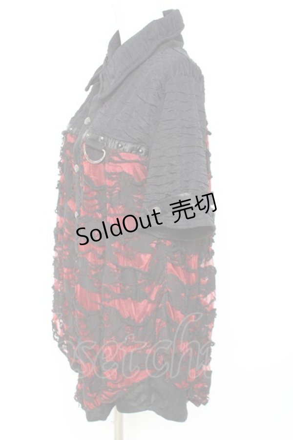 画像2: SEX POT ReVeNGe / スタッズ&クラッシュデザインシャツ L 黒×赤 Y-26-02-19-086-SP-BL-SZ-ZY (2)