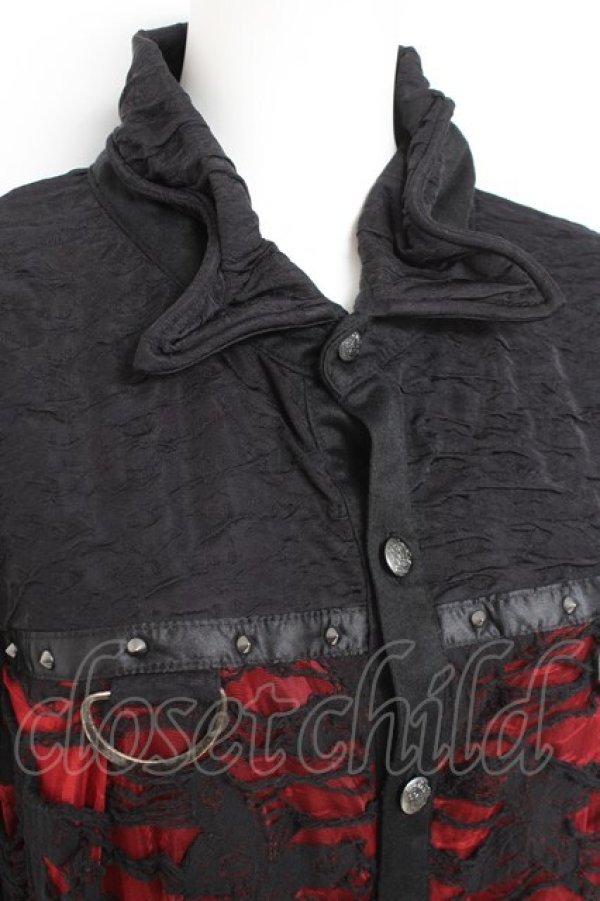 画像4: SEX POT ReVeNGe / スタッズ&クラッシュデザインシャツ L 黒×赤 Y-26-02-19-086-SP-BL-SZ-ZY (4)