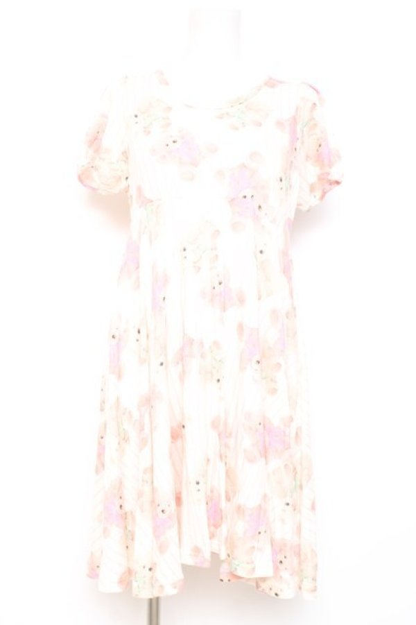 画像1: Candy Stripper / テディベアプリントカットワンピース 2 オフ×ピンク Y-26-02-19-089-PU-OP-SZ-ZY (1)