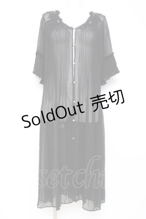 画像: axes femme / プリーツシフォンカーディガン M 黒 Y-26-02-19-098-AX-OP-SZ-ZS