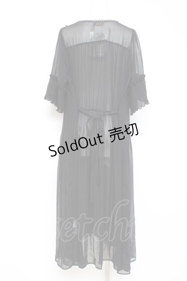 画像2: axes femme / プリーツシフォンカーディガン M 黒 Y-26-02-19-098-AX-OP-SZ-ZS (2)