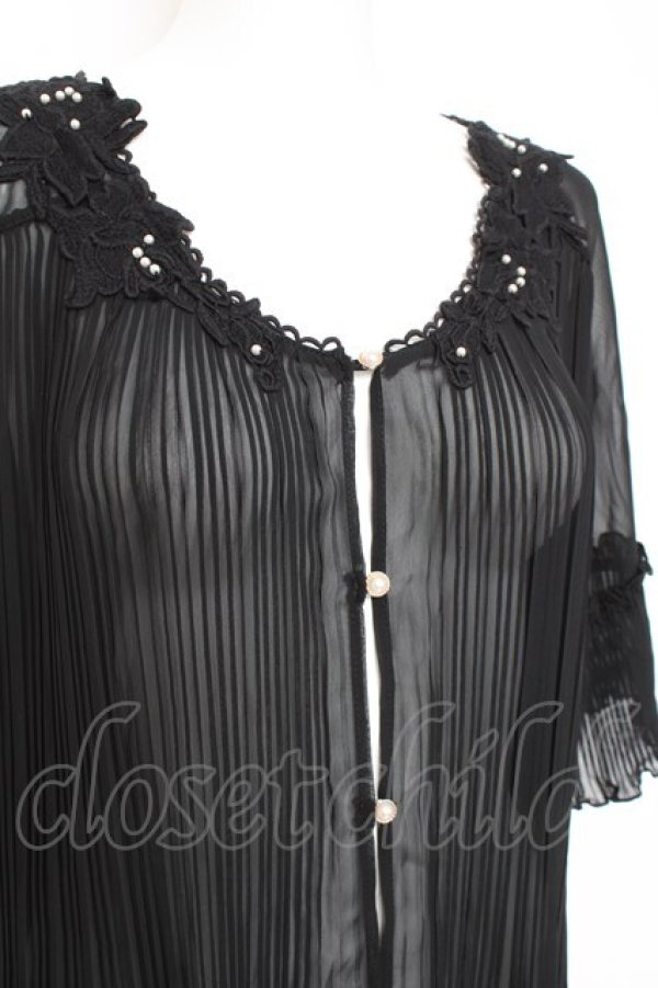 画像3: axes femme / プリーツシフォンカーディガン M 黒 Y-26-02-19-098-AX-OP-SZ-ZY (3)