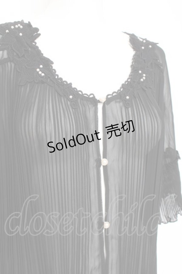 画像3: axes femme / プリーツシフォンカーディガン M 黒 Y-26-02-19-098-AX-OP-SZ-ZS (3)