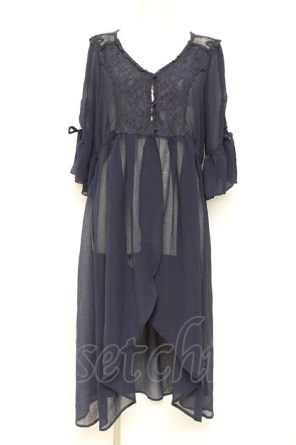 画像1: axes femme / 袖ドロストガウン M 紺 Y-26-02-19-100-AX-TO-SZ-ZY (1)