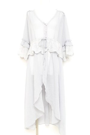 画像: axes femme / シアーシフォンロングガウン F グレー Y-26-02-19-101-AX-TO-SZ-ZY