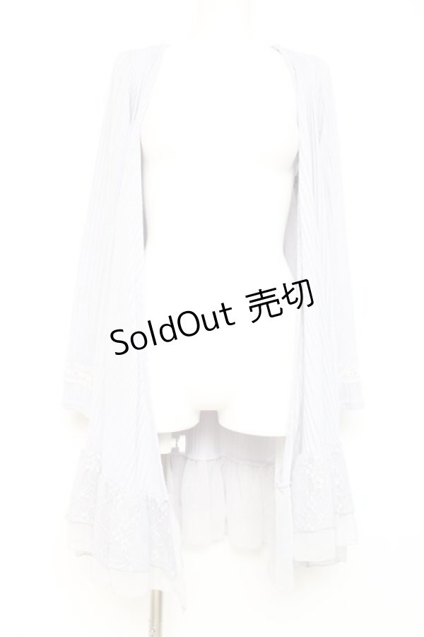 画像1: axes femme / 裾レースカーディガン M サックス Y-26-02-19-102-AX-TO-SZ-ZY (1)