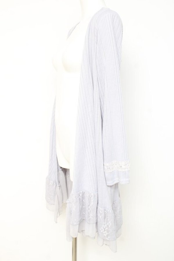 画像2: axes femme / 裾レースカーディガン M サックス Y-26-02-19-102-AX-TO-SZ-ZY (2)