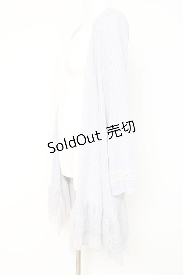 画像2: axes femme / 裾レースカーディガン M サックス Y-26-02-19-102-AX-TO-SZ-ZY (2)