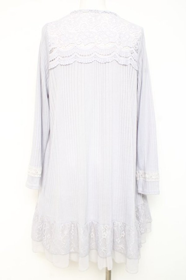 画像3: axes femme / 裾レースカーディガン M サックス Y-26-02-19-102-AX-TO-SZ-ZY (3)