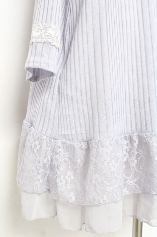 画像4: axes femme / 裾レースカーディガン M サックス Y-26-02-19-102-AX-TO-SZ-ZY (4)