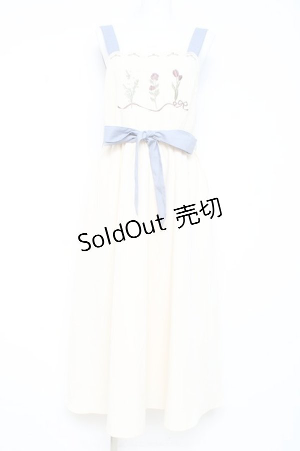 画像1: axes femme / リボンフラワー刺繍ジャンスカ M 生成り Y-26-02-19-103-AX-OP-SZ-ZY (1)