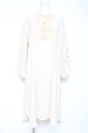 画像: axes femme / チャイナ釦ロングシャツワンピース M 生成り Y-26-02-19-104-AX-OP-SZ-ZY