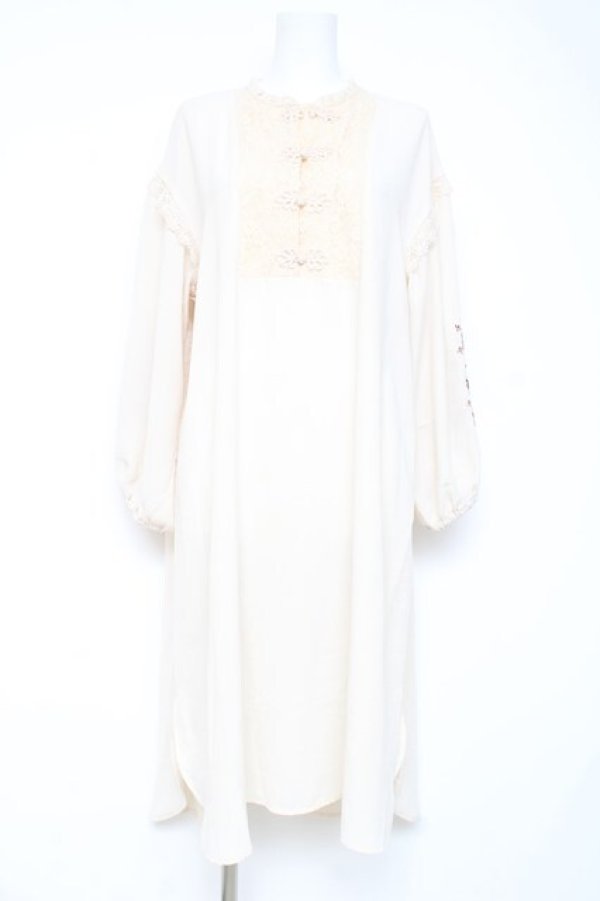 画像1: axes femme / チャイナ釦ロングシャツワンピース M 生成り Y-26-02-19-104-AX-OP-SZ-ZY (1)