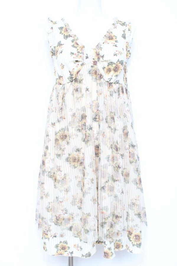 画像1: axes femme / ひまわり柄チュール重ねチュニ M イエロー Y-26-02-19-106-AX-OP-SZ-ZY (1)