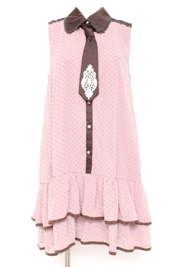 画像1: axes femme POETIQUE / タイ付ドットシフォンワンピース M ラベンダー Y-26-02-19-111-AX-OP-SZ-ZY (1)