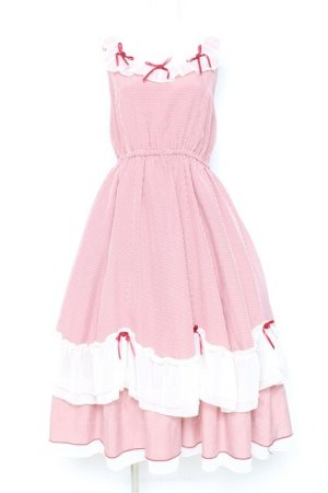 画像: axes femme / ローズリボンチェックワンピース F 赤 Y-26-02-19-113-AX-OP-SZ-ZY