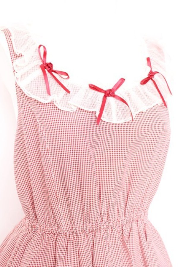 画像3: axes femme / ローズリボンチェックワンピース F 赤 Y-26-02-19-113-AX-OP-SZ-ZY (3)