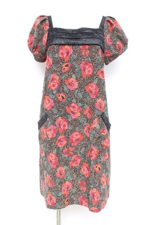 画像: axes femme / バラプリントワンピース M 黒 Y-26-02-19-115-AX-OP-SZ-ZY