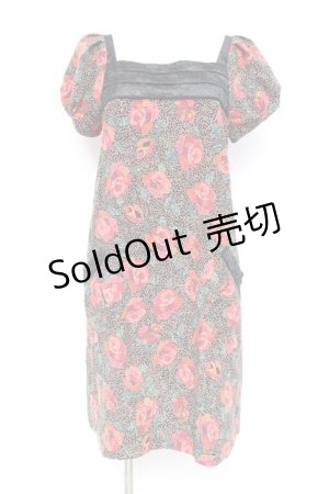 画像: axes femme / バラプリントワンピース M 黒 Y-26-02-19-115-AX-OP-SZ-ZS