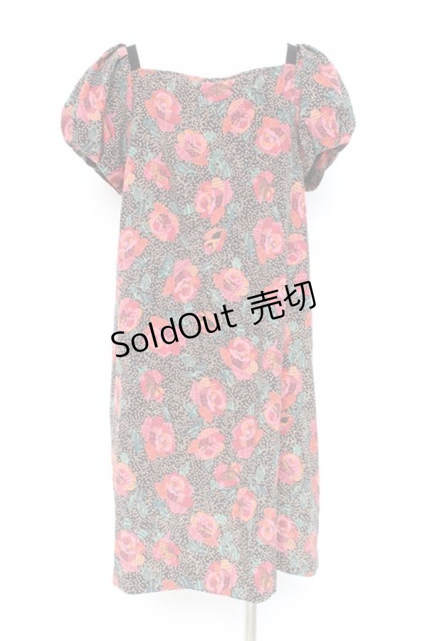 画像2: axes femme / バラプリントワンピース M 黒 Y-26-02-19-115-AX-OP-SZ-ZS (2)