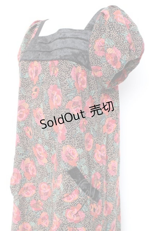 画像3: axes femme / バラプリントワンピース M 黒 Y-26-02-19-115-AX-OP-SZ-ZS (3)