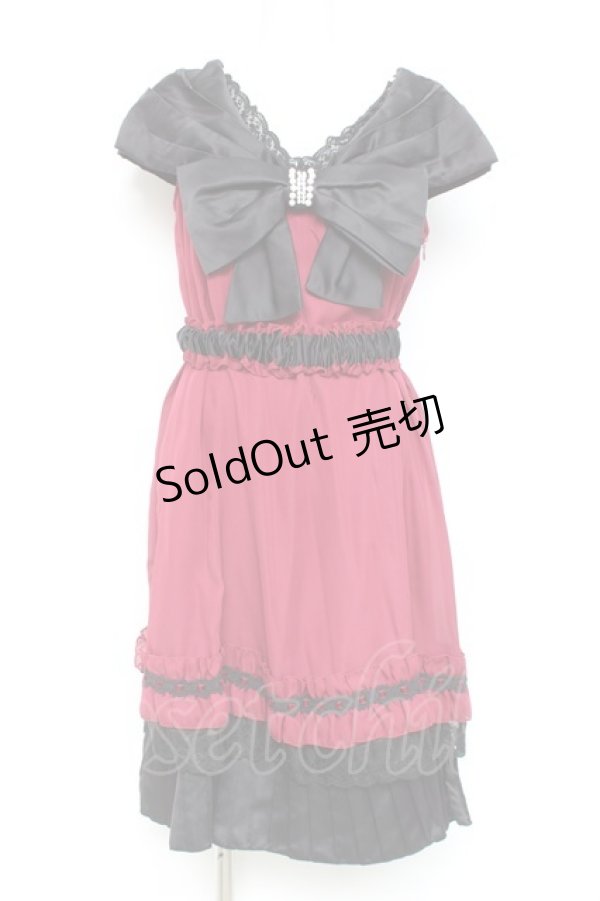 画像1: axes femme / BIGリボンワンピース M ワイン Y-26-02-19-117-AX-OP-SZ-ZY (1)