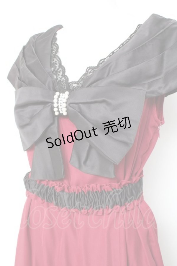 画像3: axes femme / BIGリボンワンピース M ワイン Y-26-02-19-117-AX-OP-SZ-ZY (3)