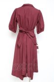 画像2: axes femme / スカーフ切替シャツワンピース M ワイン Y-26-02-19-118-AX-OP-SZ-ZY (2)