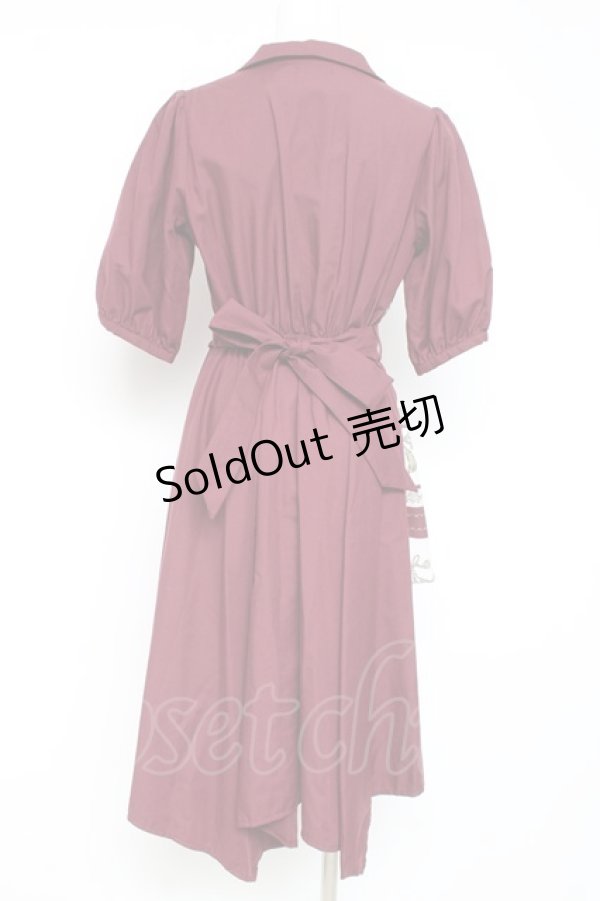 画像2: axes femme / スカーフ切替シャツワンピース M ワイン Y-26-02-19-118-AX-OP-SZ-ZY (2)